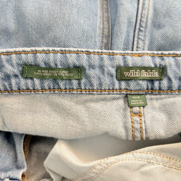 Grunge skater punk baggy utility cargo denim jeans 90s style bottoms size 10 - Picture 7 of 7